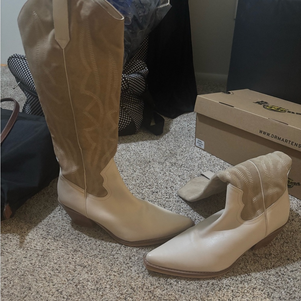 Alpine Cream and Tan Heeled Boots